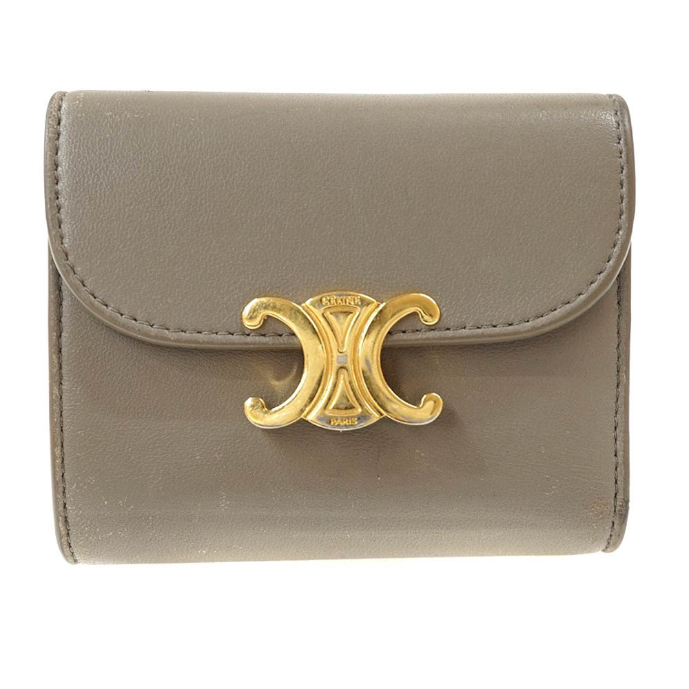 Celine Triomphe Leather Tri fold Wallet